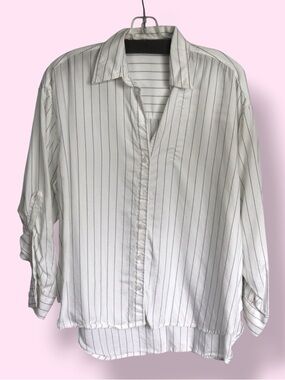Babaton Aritzia Oversized Button Up Shirt white Pinstripe Size XS